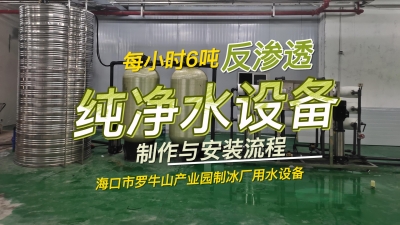 每小時(shí)6噸反滲透純凈水設(shè)備制作與安裝流程，海南制冰廠用水設(shè)備
